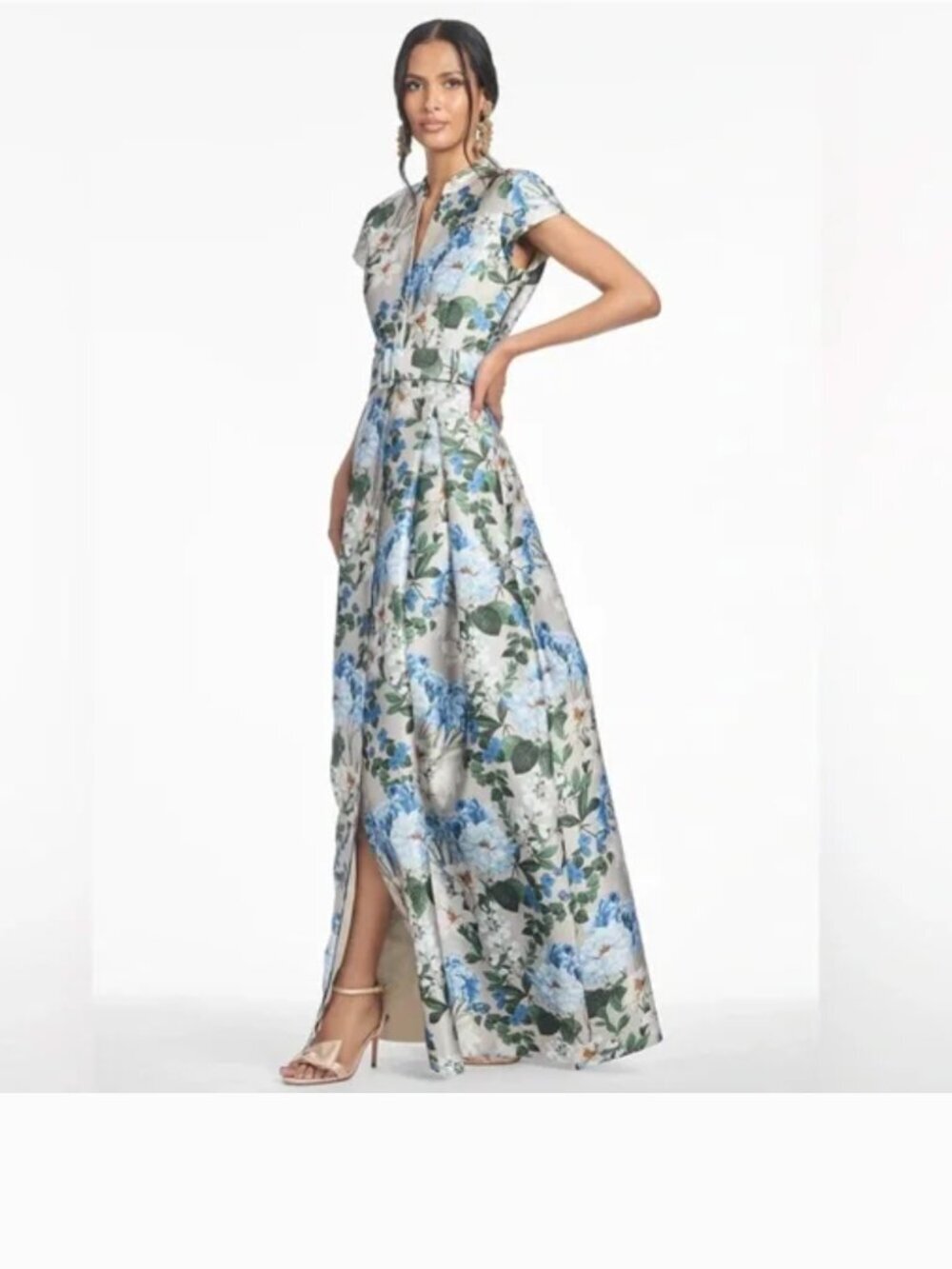 Sachin & Babi Marta Floral Mikado Gown Maxi Long Formal Dress Blue New Size 14 - Picture 1 of 10